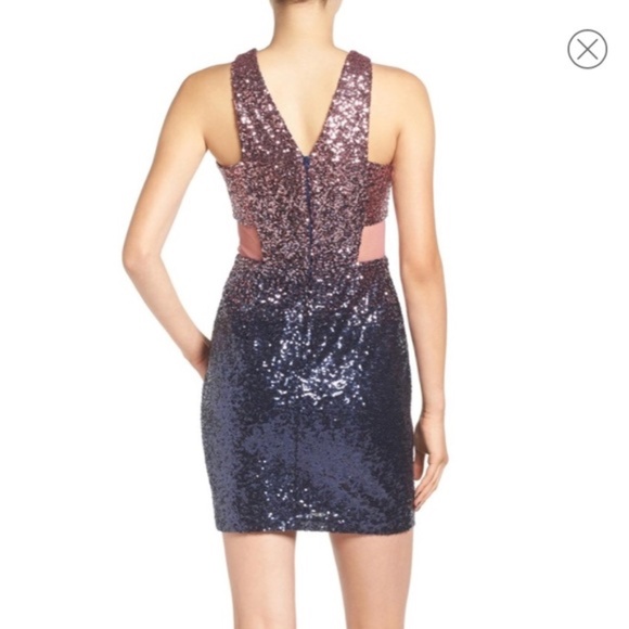 Dear Moon Ombre Pink and Navy Sequin Mini Dress - Size 3 - Picture 9 of 9